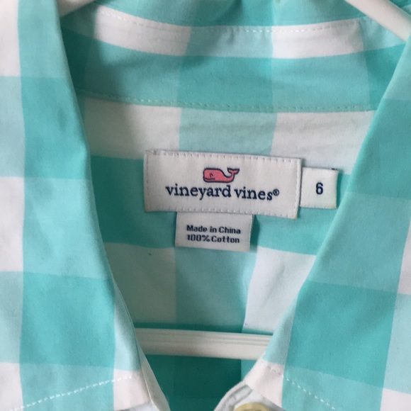 Vineyard Vines turquoise gingham button down - Picture 2 of 4